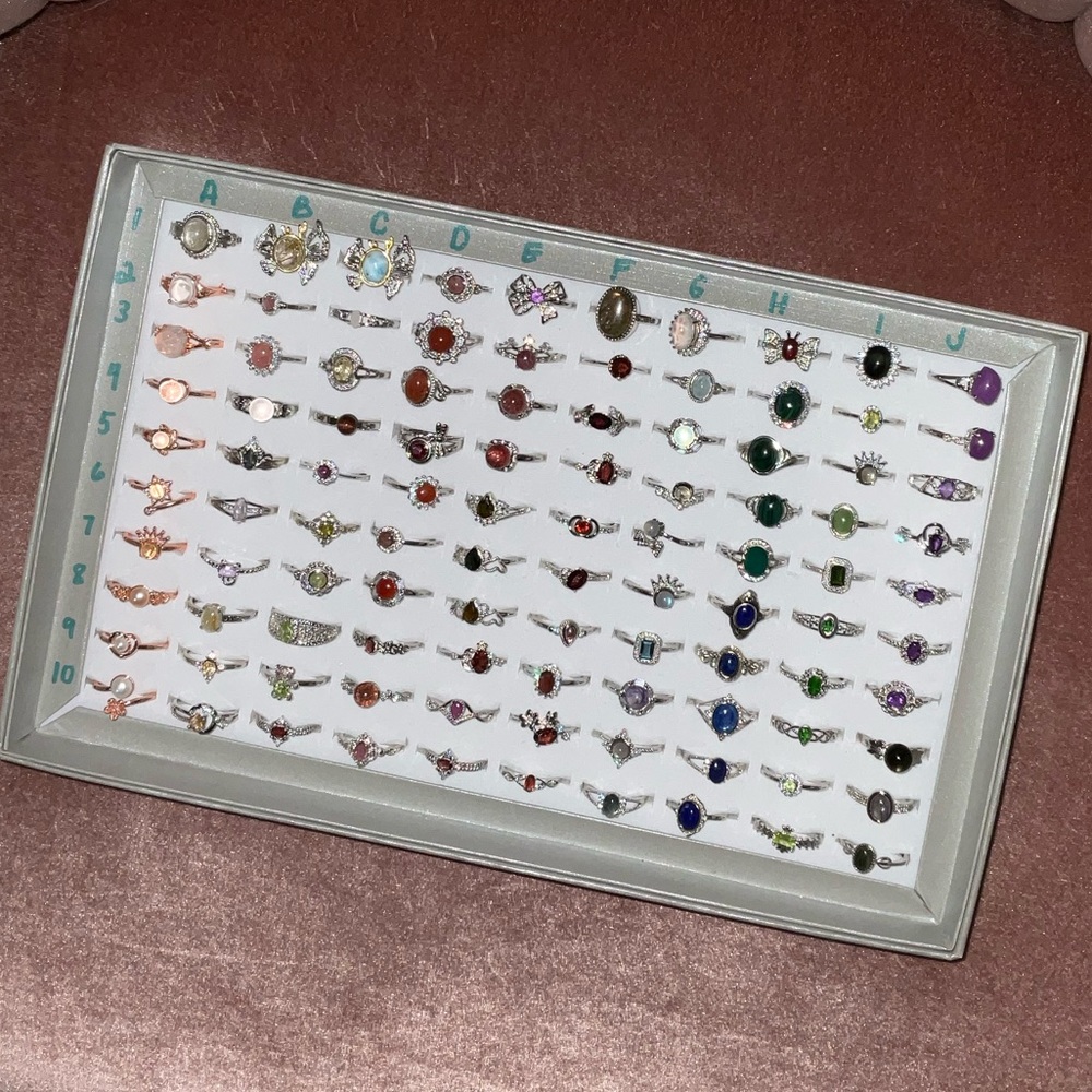 8 for $15 Natural Crystal Rings